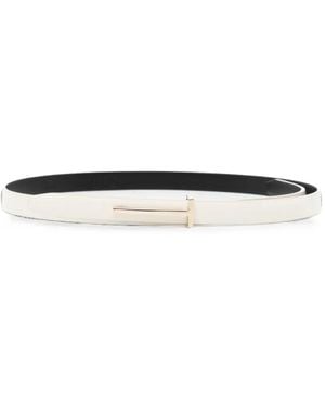 Tom Ford Spazzolato Leather Slim T Belt - Blanc