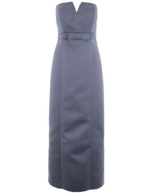 P.A.R.O.S.H. Belted Strapless Maxi Dress - Blue