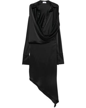 Vestiaire d'un Oiseau Libre Asymmetric Draped Midi Dress - Black