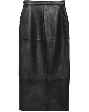 P.A.R.O.S.H. Panelled Leather Skirt - Black