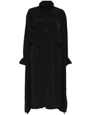 Y's Yohji Yamamoto Ta/Pe Crepe De Chine Gather Collar Dress - Black