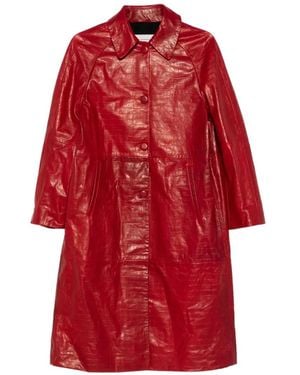 Nour Hammour Ledermantel mit Kroko-Prägung - Rot