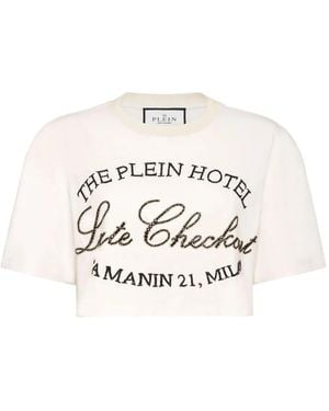Philipp Plein Crystal-Embellished Short-Sleeved Top - White
