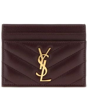 Saint Laurent Cassandre-Plaque Cardholder - Purple