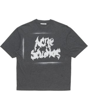 Acne Studios Logo-Print Distressed T-Shirt - Black