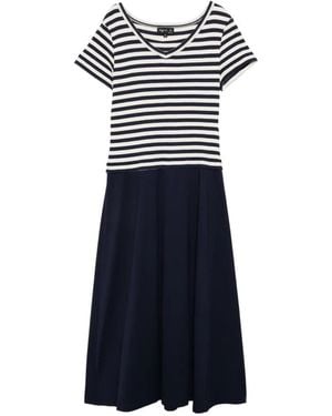 agnès b. Striped Midi Dress - Blue