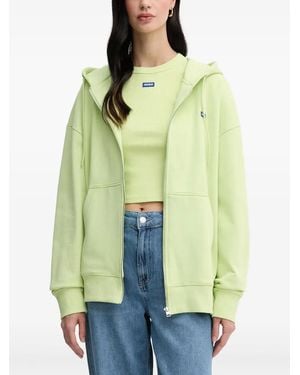 HUGO Sudadera con capucha y cremallera de algodón - Verde