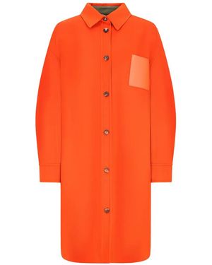 Loewe Geknöpfter Ledermantel Mit Patch - Orange