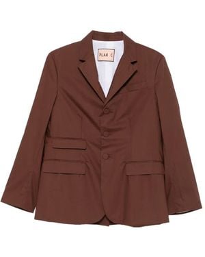 Plan C Single-Breasted Blazer - Brown