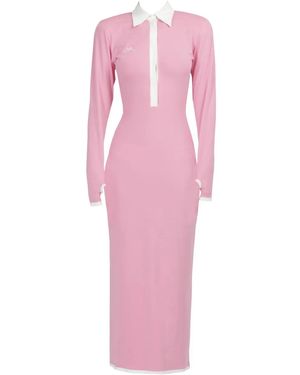 ROWEN ROSE Long-Sleeves Jersey Midi Dress - Pink