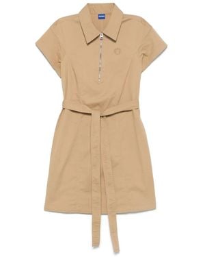 HUGO Logo-Embroidered Mini Dress - Natural
