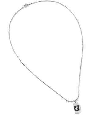 Guess Logo-Plaque Pendant Necklace - White
