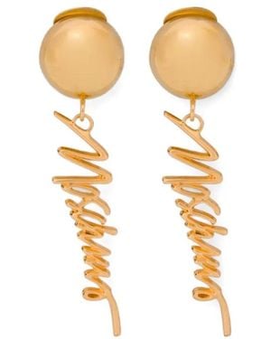 Moschino Logo-Lettering Drop Earrings - Metallic