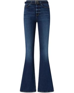 Pinko Embroidered-Belt Flare Jeans - Blue