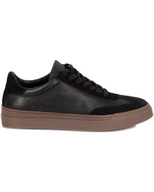 Stokton Paneled Leather Sneakers - Black