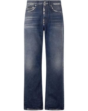 Roberto Cavalli Sandblasted-Effect Chain-Detail Jeans - Blue