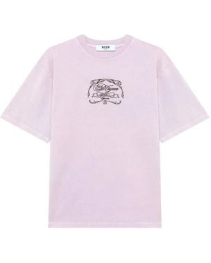 MSGM T-Shirt Oversize Con Logo - Rosa