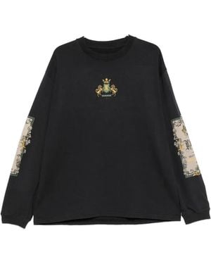 Rhude Bordeaux Reserve Graphic-Print Long-Sleeve T-Shirt - Black