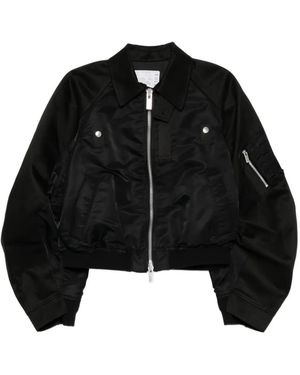 Sacai Two-Way Zip Bomber Jacket - Black