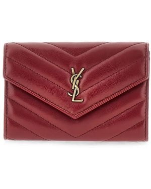 Saint Laurent Cassandre Quilted Wallet - Red