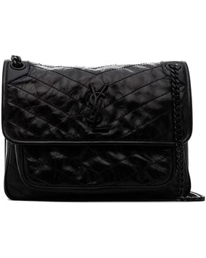 Saint Laurent Borsa A Spalla Niki Media Trapuntata - Nero