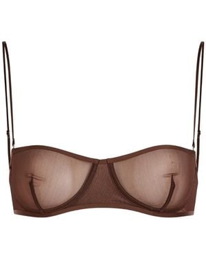 Calvin Klein Alden Sheer Paneled Bra - Brown