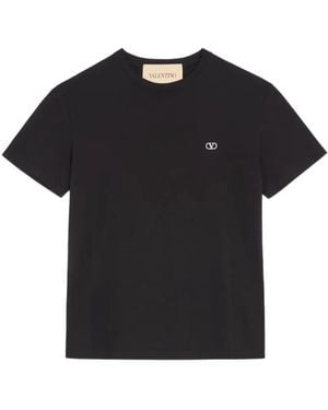 Valentino Garavani T-Shirt En Coton À Logo Brodé - Black