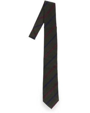 Corneliani Striped Silk Tie - Black