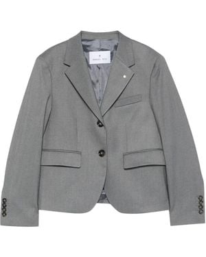 Manuel Ritz Single-Breasted Notched-Lapels Blazer - Grey