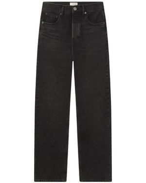 FRAME Faded Straight-Leg Jeans - Black