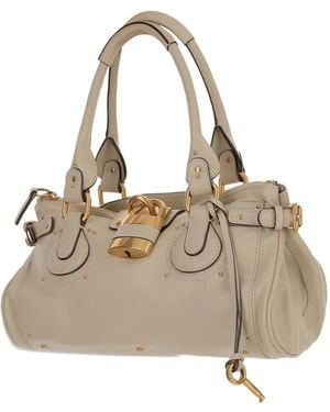 Chloé Padlock Studded Shoulder Bag - Natural