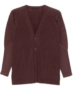 Homme Plissé Issey Miyake Pleated Button Cardigan - Purple