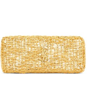 Saint Laurent Monogram Woven-Effect Clutch Bag - Metallic