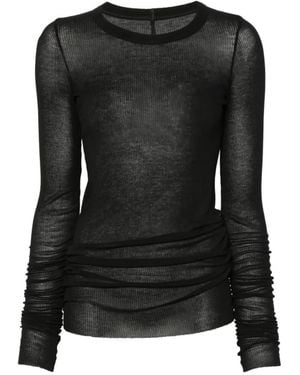 Rick Owens Ribbed-Knit Long-Sleeve T-Shirt - Black