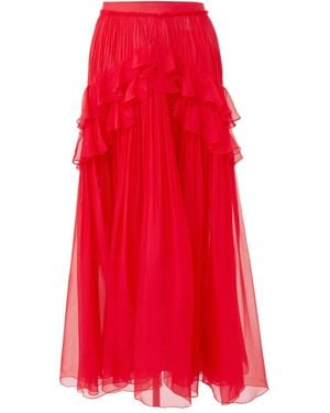 Carolina Herrera Jupe Mi-Longue À Volants - Rouge