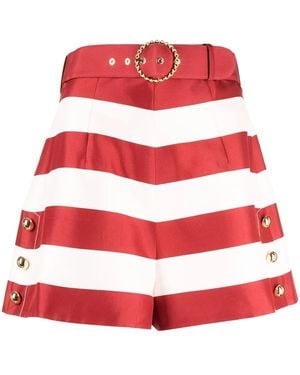 Zimmermann Striped Belted Silk Shorts - Red