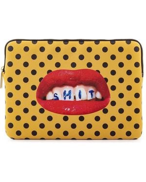 Seletti Polka-Dot Print Laptop Case - Yellow