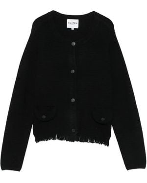 Kujten Sevilla Fringed-Trim Cardigan - Black