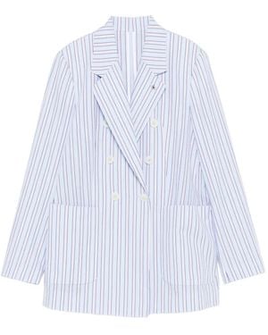 Manuel Ritz Striped Double-Breasted Jacket - White