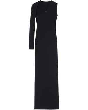 Courreges Asymmetric Ribbed Midi Dress - Black