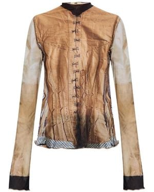 KNWLS Mockneck Buttoned Top - Brown
