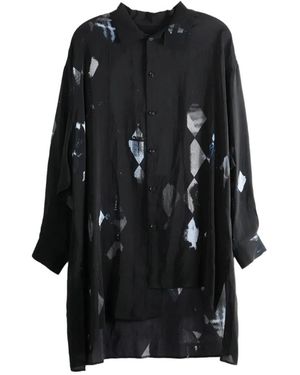 Y's Yohji Yamamoto Diamond-Print Asymmetric Shirt - Black