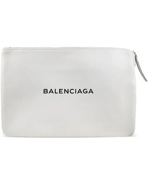 Balenciaga Everyday Logo-Detail Leather Clutch Bag - White