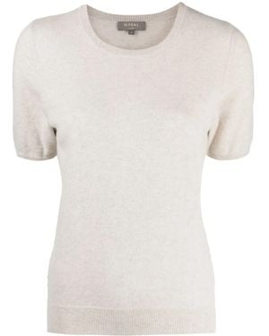 N.Peal Cashmere Short-Sleeved Cashmere Top - Natural