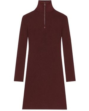 Courreges Robe Courte Zippée À Col Montant - Rouge