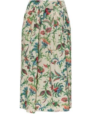 Etro Floral-Pattern Midi Skirt - Green