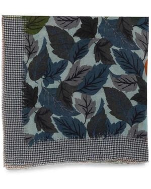 Faliero Sarti Écharpe Foliage À Bordures À Motif Pied-De-Poule - Blue