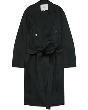 Setchu Double-Breasted Belted Coat - Black