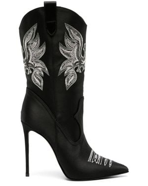 Le Silla Eva Cowboy 120Mm Satin Boots - Black