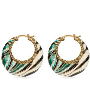Roberto Cavalli Embossed-Logo Hoop Earrings - Green